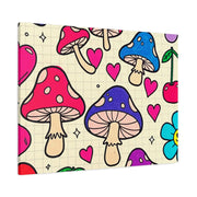 Kawaii Mushroom Cherry Flower Matte Canvas Print LavenderCeleste