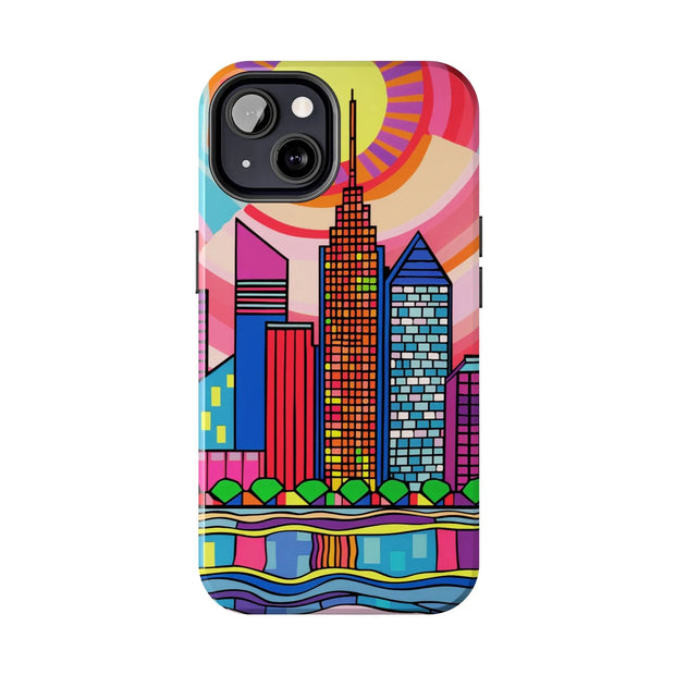 Tulsa Oklahoma Retro Pop Skyline Tough Phone Case LavenderCeleste