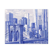 New York City Toile Art – Blue Scenic Skyline Matte Canvas Printify