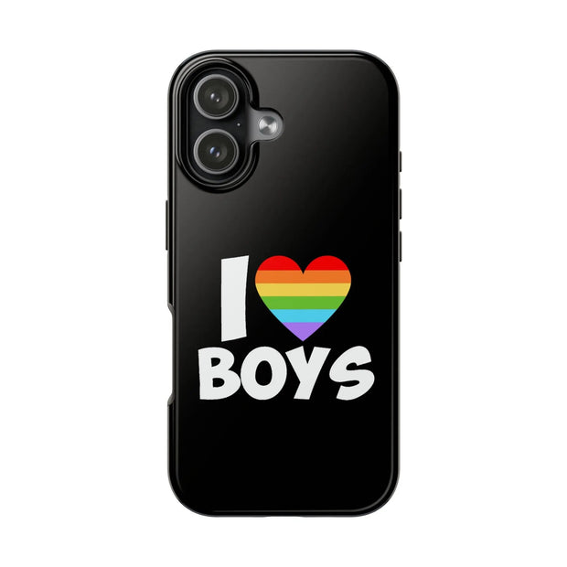 I Love Boys Pride Tough Phone Case – LGBTQ+ Rainbow Heart Design