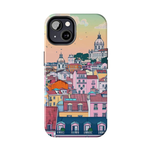 Lisbon Portugal Tough Phone Case – Pastel City Skyline Aesthetic