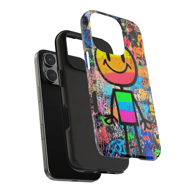 Rainbow Graffiti Smiley Tough Phone Case LavenderCeleste