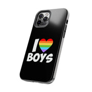 I Love Boys Pride Tough Phone Case – LGBTQ+ Rainbow Heart Design