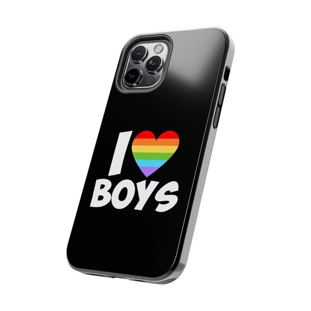 I Love Boys Pride Tough Phone Case – LGBTQ+ Rainbow Heart Design