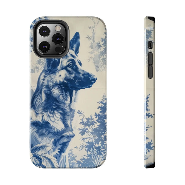 Blue Toile German Shepherd Scenic Tough Phone Case LavenderCeleste
