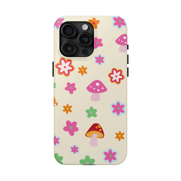 Retro Mushroom Flower Power Tough Phone Case LavenderCeleste