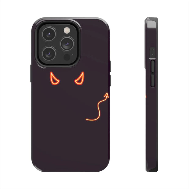 Neon Devil Eyes Tough Phone Case – Minimal Dark Glow Aesthetic Printify
