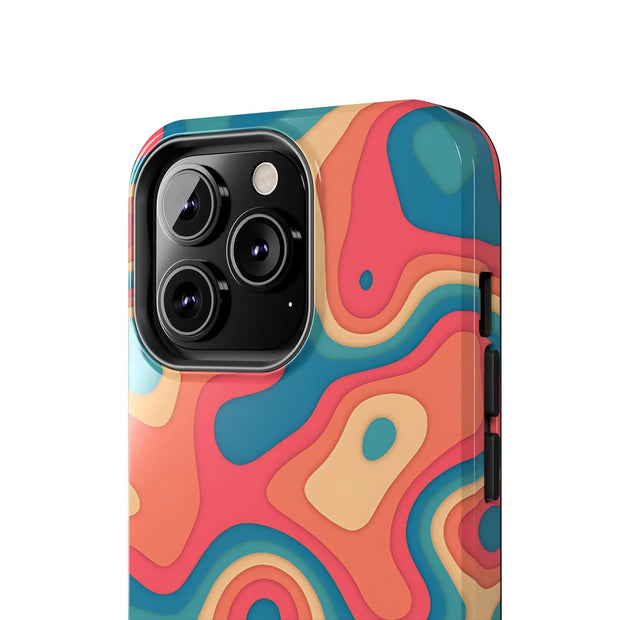 Retro Coral Abstract Mid-Century Tough Phone Case LavenderCeleste