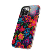 Neon Crochet Floral Tough Phone Case – Vibrant Retro Handmade Pattern Printify