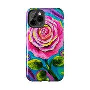 Vibrant Pink Rose Abstract Tough Phone Case LavenderCeleste