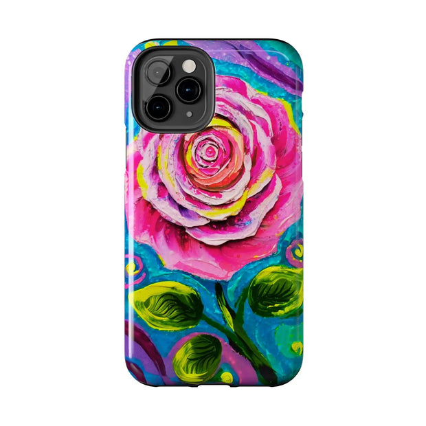 Vibrant Pink Rose Abstract Tough Phone Case LavenderCeleste