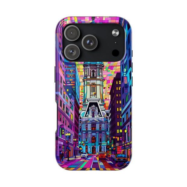 Philadelphia Pop Art Skyline Tough Phone Case LavenderCeleste