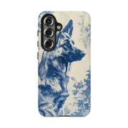 Blue Toile German Shepherd Scenic Tough Phone Case LavenderCeleste