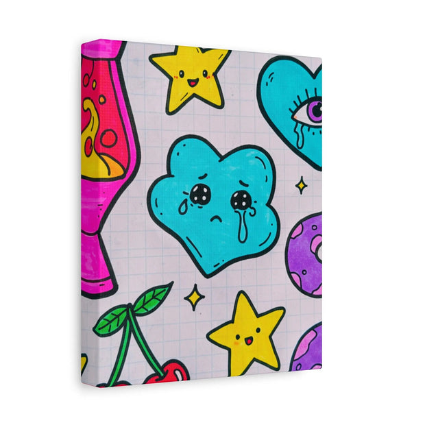 Kawaii Lava Lamp Sad Cloud Snake Matte Canvas Print LavenderCeleste