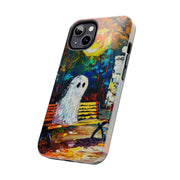 Lonely Ghost Tough Phone Case – Abstract Fall Park Bench Painting