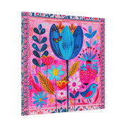 Whimsical Pink Blue Floral Matte Canvas Art LavenderCeleste