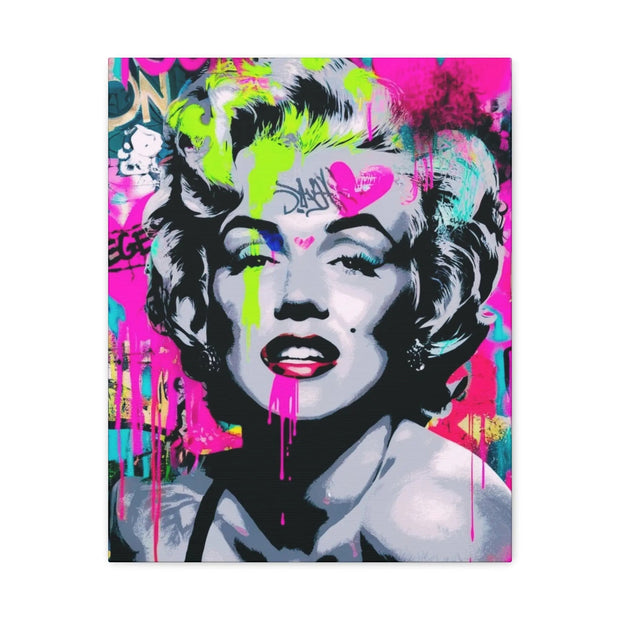Marilyn Monroe Graffiti Matte Canvas – Neon Pop Art Street Style Wall Decor - LavenderCeleste