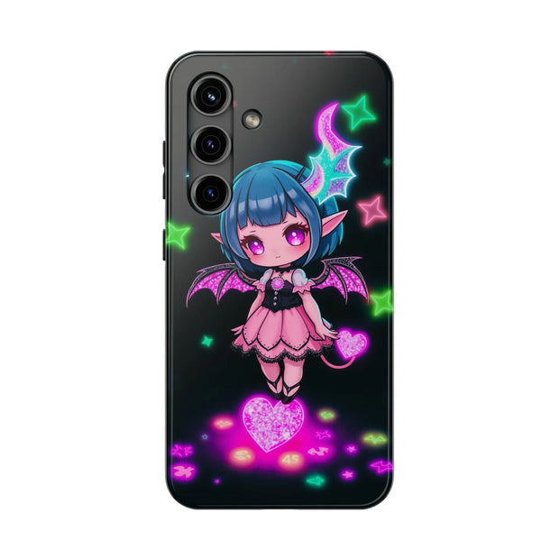 Kawaii Gothic Succubus Neon Heart Tough Phone Case