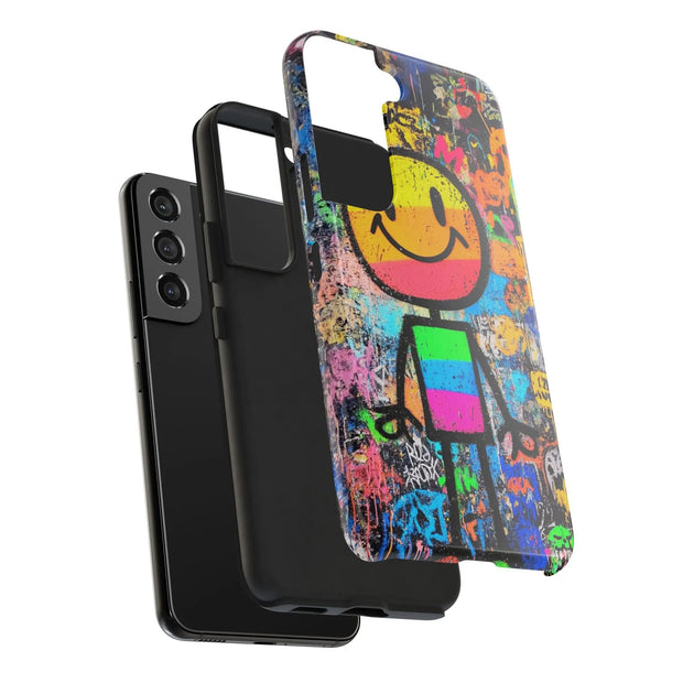 Rainbow Graffiti Smiley Tough Phone Case LavenderCeleste