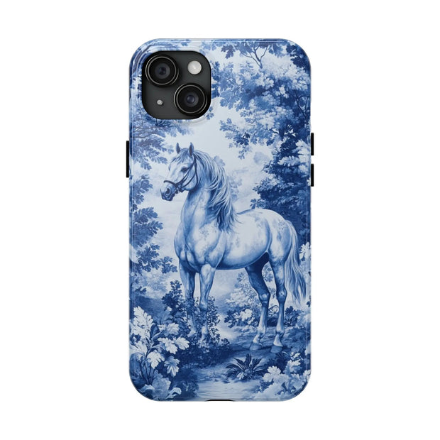 Blue Toile Horse Country Scenic Tough Phone Case LavenderCeleste