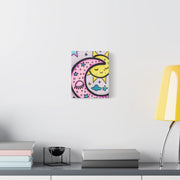 Kawaii Sun and Moon Doodle Matte Canvas Art Print LavenderCeleste
