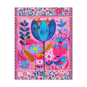 Whimsical Pink Blue Floral Matte Canvas Art - LavenderCeleste