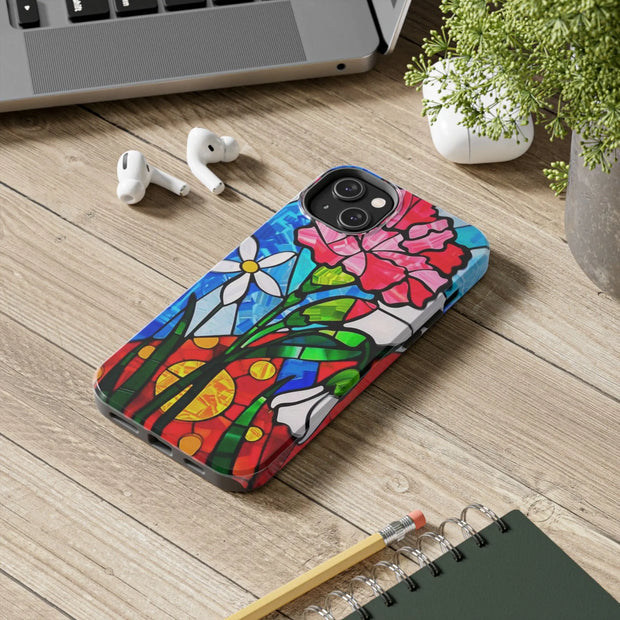 January Carnation Stained Glass Birth Flower Tough Phone Case