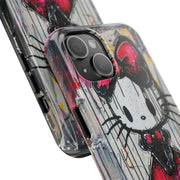 Goth Bow Cat Graffiti Pop Art Tough Phone Case LavenderCeleste