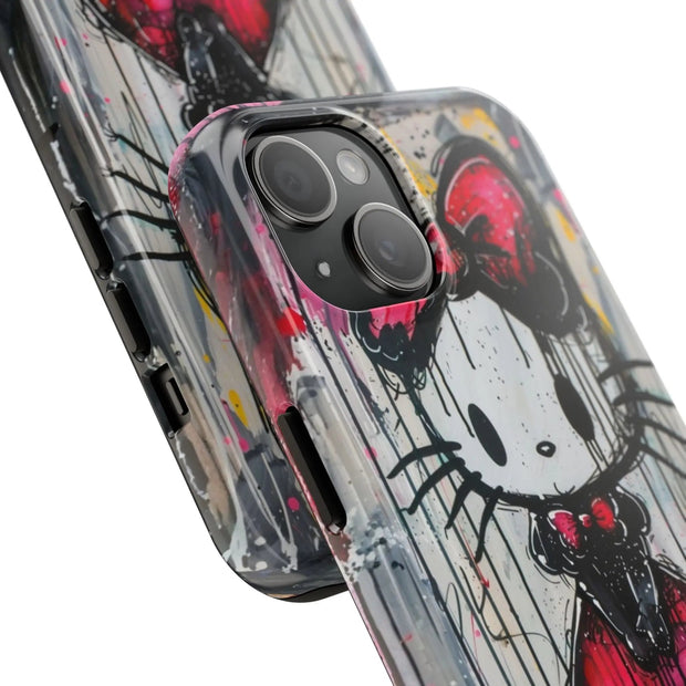 Goth Bow Cat Graffiti Pop Art Tough Phone Case LavenderCeleste