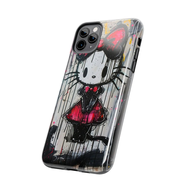 Goth Bow Cat Graffiti Pop Art Tough Phone Case LavenderCeleste