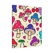 Kawaii Mushroom Cherry Flower Matte Canvas Print LavenderCeleste