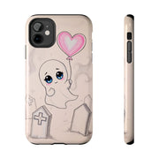 Sad Ghost with Heart Balloon Kawaii Tough Phone Case LavenderCeleste