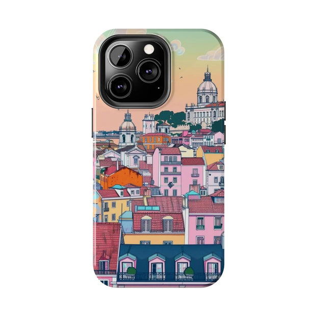 Lisbon Portugal Tough Phone Case – Pastel City Skyline Aesthetic