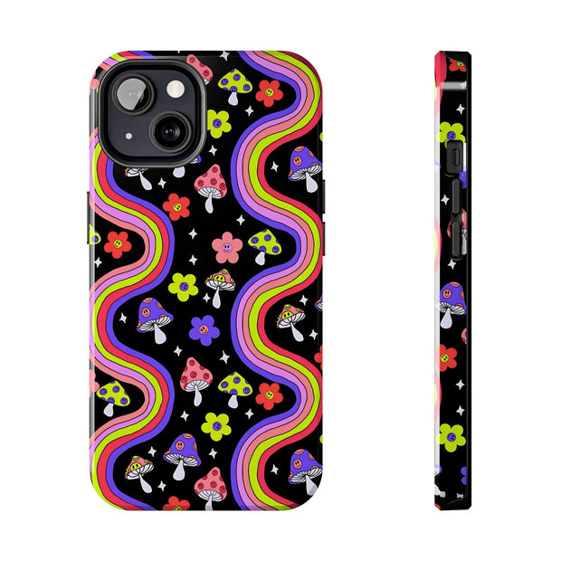 Groovy Mushroom Rainbow Tough Phone Case LavenderCeleste