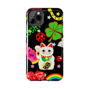 Lucky Symbols Tough Phone Case – 777 Dice Rainbow Maneki Neko Design - LavenderCeleste