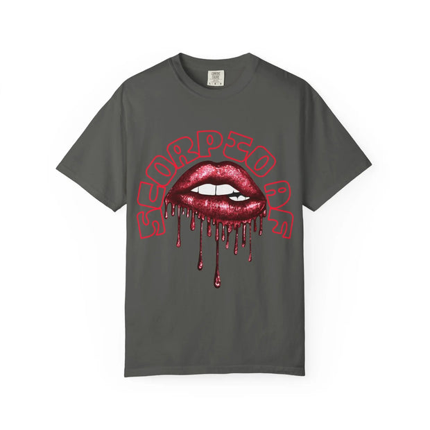 Scorpio AF Dripping Lips Zodiac Comfort Colors Tee LavenderCeleste