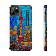 Shanghai Skyline Collage Pop Art Tough Phone Case LavenderCeleste