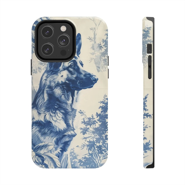 Blue Toile German Shepherd Scenic Tough Phone Case LavenderCeleste