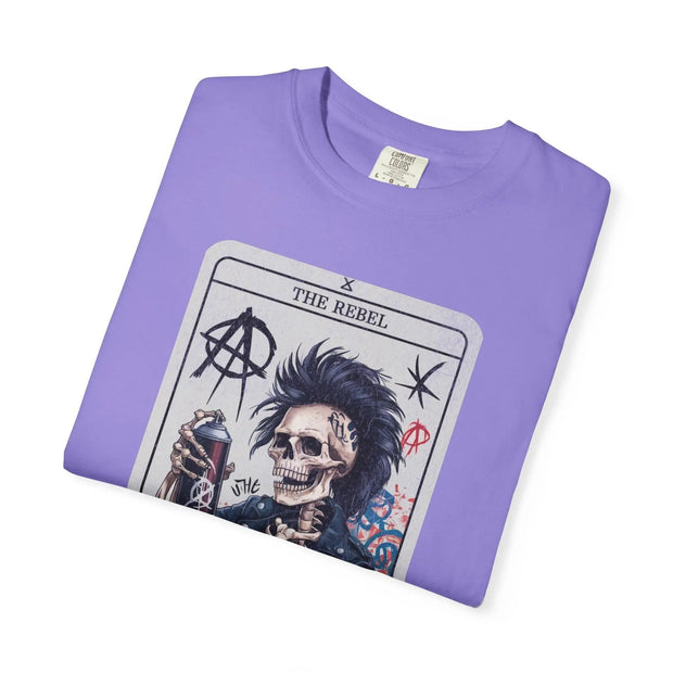 The Rebel Skeleton Tarot Punk Comfort Colors Tee LavenderCeleste