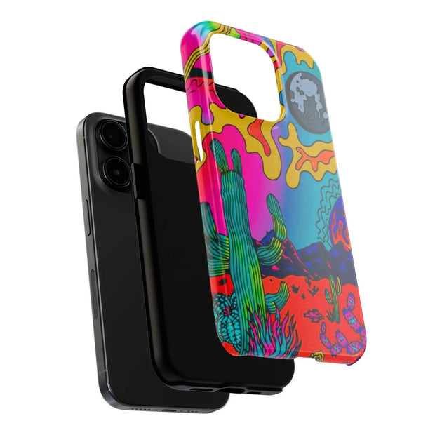 Trippy Psychedelic Desert Cactus Tough Phone Case LavenderCeleste