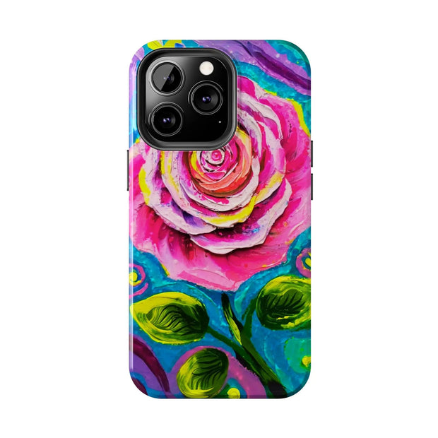Vibrant Pink Rose Abstract Tough Phone Case LavenderCeleste