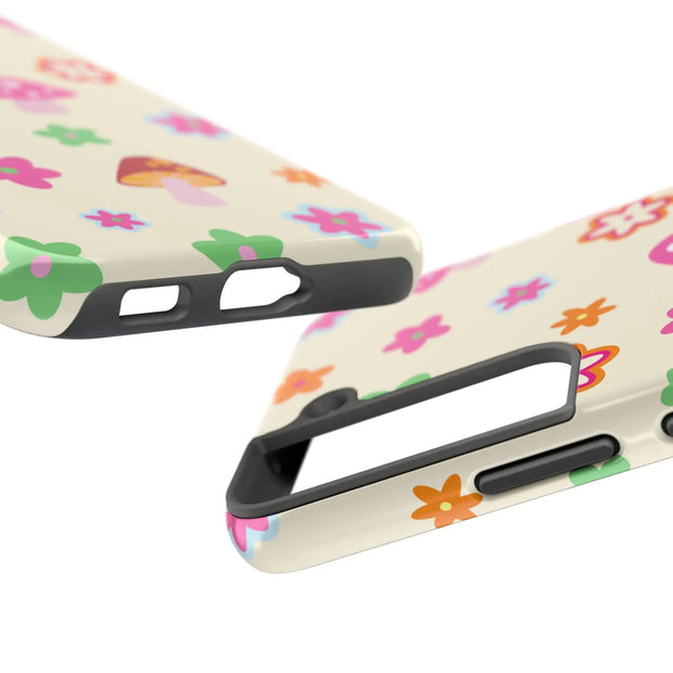 Retro Mushroom Flower Power Tough Phone Case LavenderCeleste