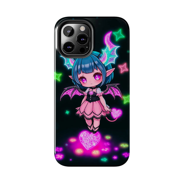 Kawaii Gothic Succubus Neon Heart Tough Phone Case