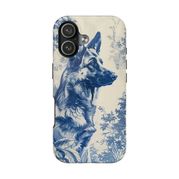 Blue Toile German Shepherd Scenic Tough Phone Case LavenderCeleste