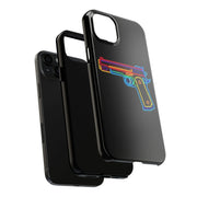 Neon Rainbow Gun Tough Phone Case – Bold Retro Vaporwave Aesthetic LavenderCeleste