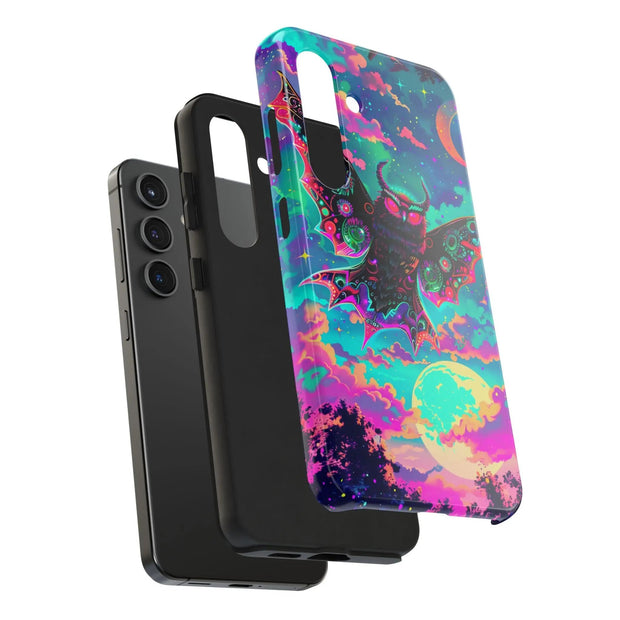 Mothman Tough Phone Case – Psychedelic Neon Cryptid Aesthetic - LavenderCeleste
