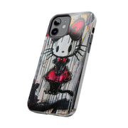 Goth Bow Cat Graffiti Pop Art Tough Phone Case LavenderCeleste