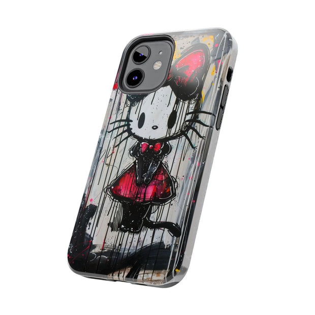 Goth Bow Cat Graffiti Pop Art Tough Phone Case LavenderCeleste