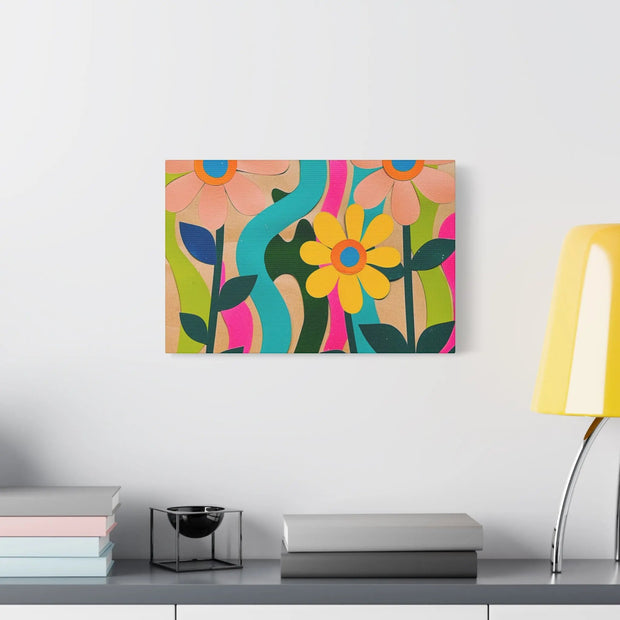 Groovy Paper Cut Flower Matte Canvas Art Printify