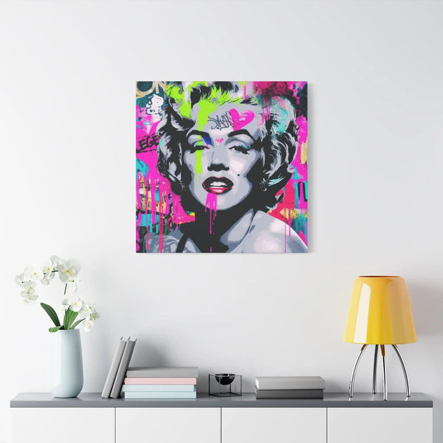 Marilyn Monroe Graffiti Matte Canvas – Neon Pop Art Street Style Wall Decor - LavenderCeleste